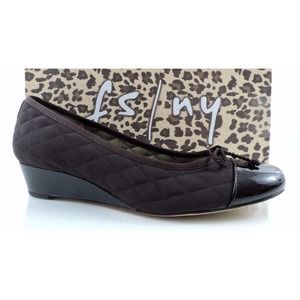 FS/NY French Sole New York Deluxe Wedge Pumps Brown Patent / Nylon Size 8